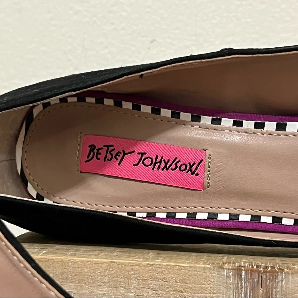 Betsey Johnson Dorthi Black Suede Ruffle Back Heels - Picture 8 of 9